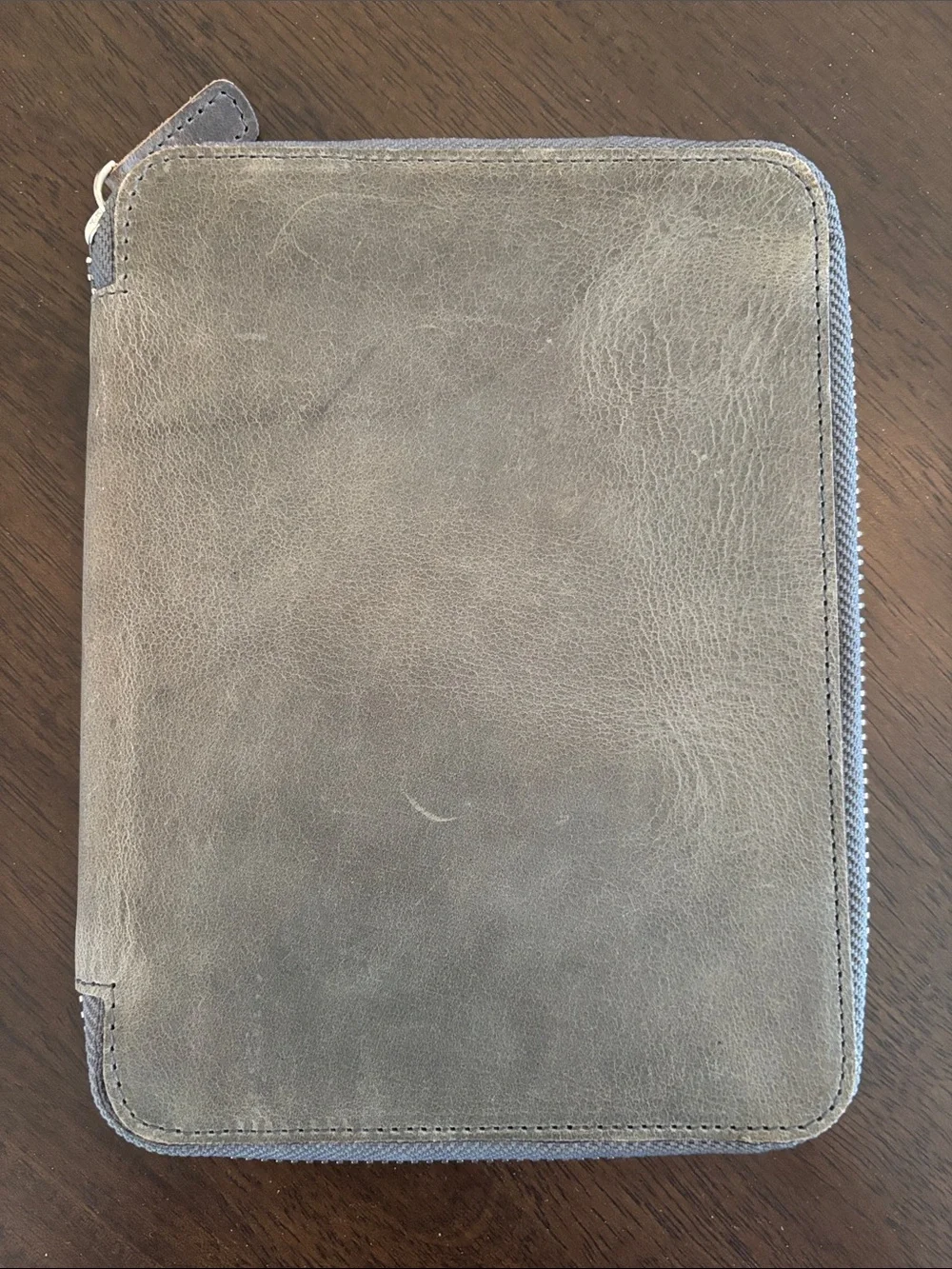 Galen Leather Co. B6 Grey Leather Zip Notebook Planner Cover